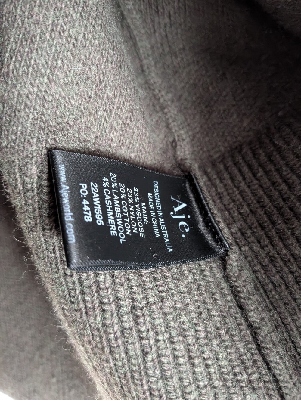 Aje Rennie Logo Funnel Neck Knit Jumper sweater dark green small - Picture 5 of 10